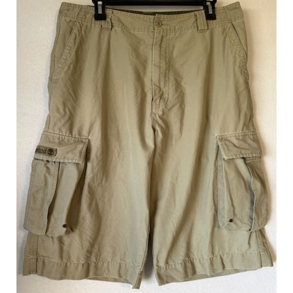 Timberland Cargo Shorts Men 34 Beige Cotton Utility Hiking Rugged Style Outdoor